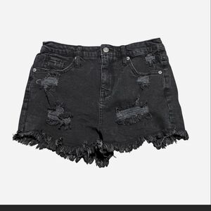 Mossimo Supply Company Black Distressed Denim Shorts Size 6/28